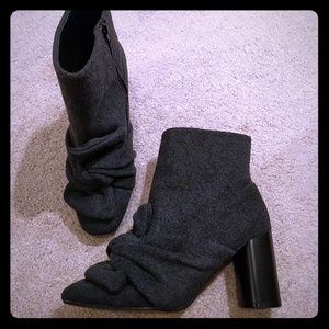 Zara cylinder heel wool twist front bootie sz 40